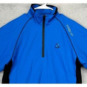 ProQuip Windbreaker Jacket Mens Small Blue Quarter Zip Windproof Short Sleeve
